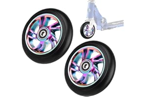 CJBIN Ersatzräder für Scooter, 2 Stück Scooter Räder 110mm mit ABEC-9 Lager, Stunt Scooter Reifen, Stunt Scooter Rollen 110mm für Apollo Albott Fuzion und die Meisten Freestyle Roller, Aluminiumkern