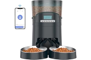 HoneyGuaridan 4.5L Automatic Cat Feeder, 2.4G Wi-Fi Smart Pet Feeder with APP Control, Desiccant Bag, Voice Recorder and Dual Power Supply, Up to 6 Meals Per Day for Cats & Small/Medium Dogs (Blue)
