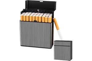 DxxD Magnetyczne pudełko na papierosy męskie, duże metalowe papierośnice, aluminiowe etui na papierosy dla kobiet, opakowanie papierosów zawiera 40 papierosów, szare