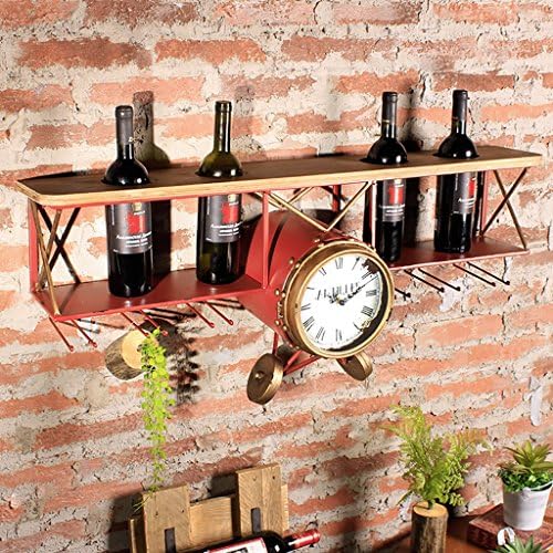 wine holder Red Wine Frame Iron Wall Hanging Industrial Wind Retro Iron Waffle Wall Decorated Bar Restaurant Wall Decoration Creative Wine Racks Rack Wine Racks (Color : RED)