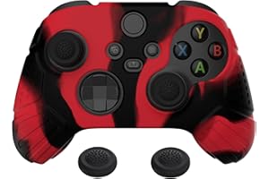 eXtremeRatePlayVital Guardian Edition Red Black Ergonomic Soft Anti-slip Controller Silicone Case Cover, Rubber Protector Skins with Joystick Caps for Xbox Series S/Xbox Series X Controller