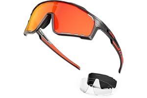 KAPVOE Polarisiert Fahrradbrille Herren Damen Sonnenbrille 3 Wechselgläsern TR90 Rahmen Sportbrille Radfahren MTB Radbrille Laufen Wandern Golf Baseball Volleyball Tennis Angeln Softball Bergsteigen