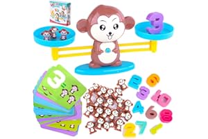 KOKOBOX Apprentissage des Mathématiques Jeu Monkey Match,Compter les Jouets,Jeu Montessori Singe Échelle Équilibre,Jouet éducatif pour les enfants de 3,4,5 ans,Balance Numérique pour Outil Éducatif STEM