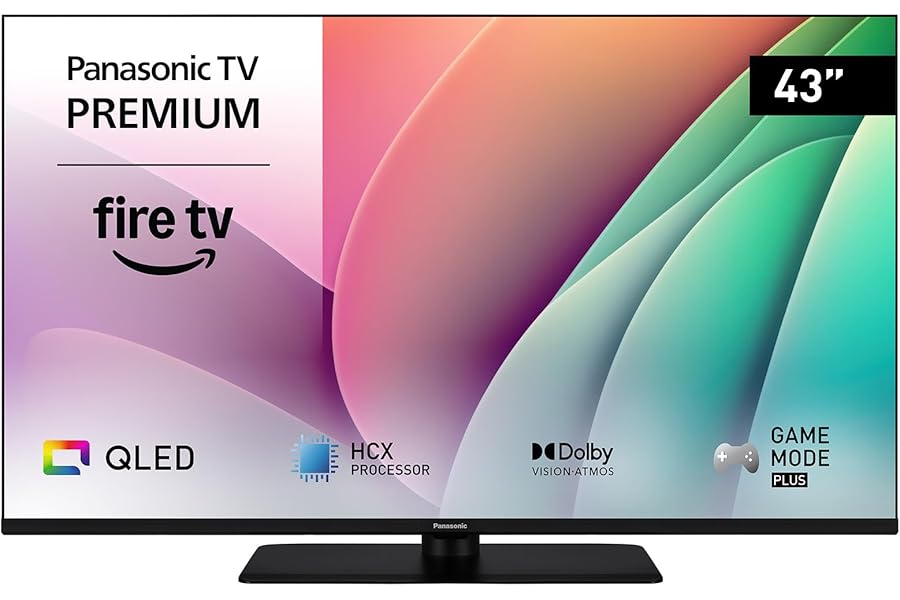 Panasonic Premium TV-43W80AEZ, W80 Series 43 Inch Smart TV QLED 4K Ultra HD, Fire OS, Dolby Vision and Atmos, Game Plus Mode, Alexa Voice Control, Airplay, 2024, Black