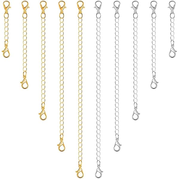 Set Estensori Per Collane E Bracciali - 16 Pezzi In Acciaio Inox Argento E Oro 5-20 Cm - Foto 3