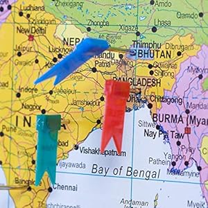 Pinboard World Map or Map of Europe 90 x 60 cm, Includes 12 Flag pins - Map