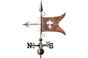 LINNEBORN METALLWAREN GMBH Linneborn Wetterfahne aus Kupfer -veredelt- Banner mit Lilienmotiv Große Wetterfahne für Häuser