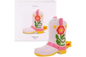 ban.do Petit vase en forme de botte de cowboy, joli vase en forme de botte de cowgirl, décoration d'étagère colorée en céramique pour la maison ou le bureau, vase à fleurs