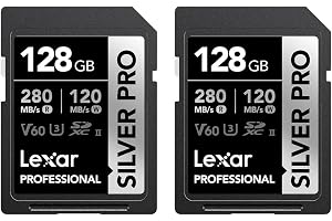 Lexar SILVER PRO SD-kort 2 x , UHS-II SD-minneskort, V60, U3, C10, upp till 280 MB/s läsning/120 MB/s skriva, SDXC