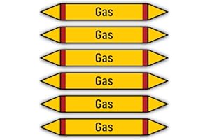 HAVATI Adesivi: 200 x 30 mm, 6 pezzi - Gruppo 4 - Gas infiammabili - Identificazione delle tubature - secondo DIN 2403 - Lingua: tedesco - Gas