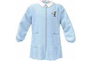 siggi Grembiule Asilo, Bambino e Ragazzo Con chiusura Bottoni o Zip. Quadretto Cielo o Bianco