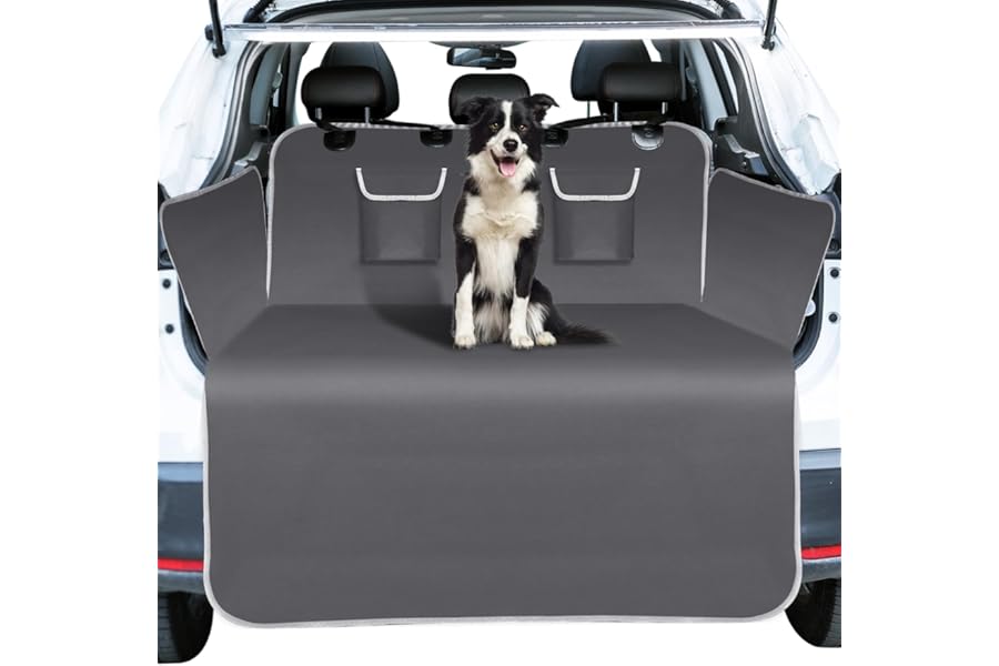 Nobleza Car Boot Protector for Dogs, Nonslip Waterproof Boot Liners Protector with Side & Bumper Protection, Universal Dog Car Seat Boot Cargo Cover for Cars, Truck and SUV, Grey