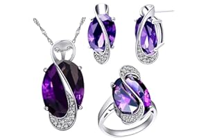 Uloveido Frauen Modeschmuck Set Hochzeitstag Schmuck Set für Mädchen Halskette Ohrringe Ring Schmuck Set T472