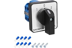BAOMAIN LW28-20 Commutateur rotatif universel marche/arrêt 20 A 550 V 50 Hz Certifié CE IP20 (2 pôles 3 positions)