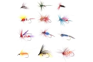 OriGlam Señuelos de pesca con mosca, señuelos de pesca de agua superior, señuelos de pesca con mosca, cebo para lubina, salmón, trucha, panfish crappie