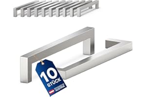 LIVING-TEC Cabinet Handles, Pack of 10, 128 mm, High-Quality Furniture Handles Made of Full Brushed Stainless Steel, Handles for Kitchen Cabinets, Kitchen, Furniture, Kitchen Handles in Angular