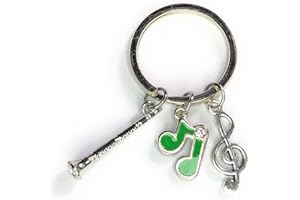 FizzyButton Gifts Clarinet Oboe Music Keyring Key Ring with Clarinet, Quavers and Treble Clef Charms