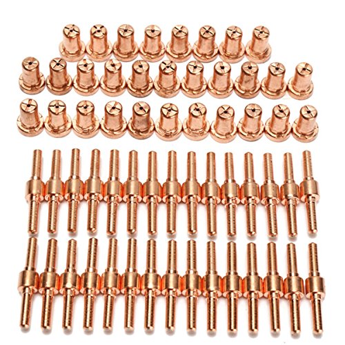 ChaRLes 60pcs Consumables Extended Long Tip Electrodes and Nozzles for PT31 LG40 40A Air Plasma Cutter