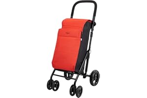 Carlett - Carro de la Compra, Carrito Plegable para Supermercado, con 4 Ruedas Resistentes a la Lluvia y una Gran Capacidad 25kg, Bolsa Principal 36L, Térmica 7,5L y Bolsillo Posterior – Color Rojo