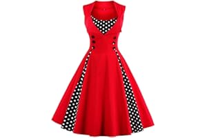 AXOE 1950s Dresses for Women with Polka Dot Print and Buttons Vintage Style