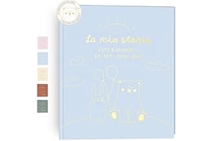 HuBorns - Album Nascita Bambina e Bambino per Incollare Foto e Scritte con +50 Pagine e Adesivi, Album Fotografico Neonato per il Primo Anno fino a 5 Anni, Ideale per Regalo Nascita Bimba e Bimbo