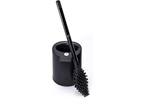 Biom Paris – Brosse WC Innovante Hygiénique sans Poils avec Support – Brosse Toilette Anti-Goutte, Antibactérienne - Balai WC Design, Reste Propre – 100% Fabriqué en France