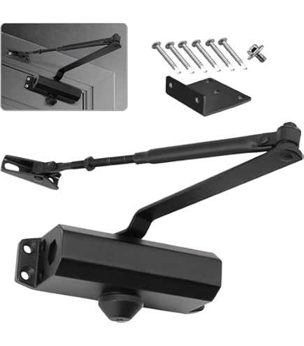 Chiudiporta Automatico In Alluminio - Regolabile, Per Porte Fino 40kg, 180mm, Nero - Foto 9