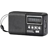 Bluetooth FM Kablosuz Hoparl&ouml;r, USB-TF Kart-AUX Girişli, TWS Destekli, Taşınabilir Mini Radyo SB38 (SİYAH)