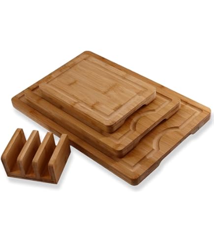 Decopatent verhoogde bamboe snijplank met 4 opvangbakken - vlees - groente - fruit - snijplanken hout - 4 containers - snij plank - online kopen? | Korting tot 36