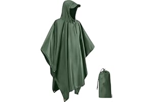 IBOPUXIU Chubasquero, Ligero, Reutilizable y Transpirable con Capucha para Camping, Senderismo, Ciclismo y Pesca, Unisex