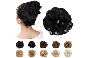 Silk-co Updo Hairpiece Scrunchy Scrunchie Hair Bun 25g Ribbon Ponytail Extensions Wavy Curly Messy Donut Chignons Hair Piece Jet Black