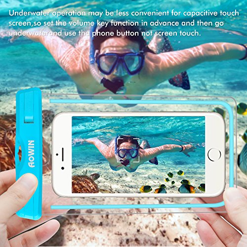 Custodia impermeabile, AOWIN Custodia a secco universale con cinturino militare regolabile per attivitÃ  all'aperto per iPhone 6S 6 6S Plus SE 5S Galaxy S8 Plus S7 S6 S5 Bordo S4 Nota 5 4 3, LG Huawei Fino a 6 pollici(Blu)