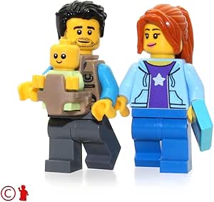 Lego Camper Minifigure Pack Mom Dad Parents With Baby Carrier And Baby 602 Amazon Fr Jeux Et Jouets