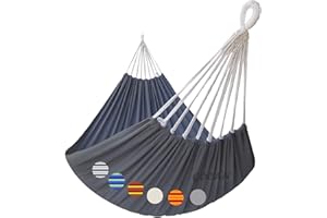 GOCAN Hamac Extérieur 2 Personnes 220x150cm Longueur Totale 330cm Charge 300kg Toile Coton Hamac pour Jardin Intérieur Enfants Balcon Gris Foncé XXL