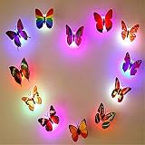 panniuzhe 12 PCS LED Leuchte, Creative Blinklicht Colorful Schmetterling Nachtlicht Aufkleber Wand Aufkleber Lampe LED Deko Night Lights zufällige - 2