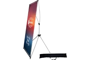 X banner stativ justerbar passform banderoll 63 x 152 x 198 cm, bärbar resväska, större, mer anpassningsbar reklam, butiker, mässa, restaurang, evenemang, födelsedag och fest (banners ingår inte)