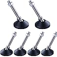Helonge 6 Pcs M8 Carbon Steel & Nylon Swivel Feet Levelers, Black, Round, Adjustable Furniture Glides for Tables, Chairs, Shelving Units, Kitchen Cabinets, Plant Stands, Indoor & Outdoor