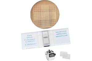 Estresen Cámara de Conteo de Células Neubauer Hemocitómetro Mejorado con 2 Cubiertas y 1 contador, Línea Brillante para Contar Células