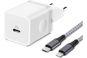 ARCCRA Szybka Ładowarka do iPhone'a, Wtyczka USB C 20W i Kabel Lightning 2m, Kabel w Oplocie Nylonowym i Adapter/Zasilacz Typ-C Kompatybilna z iPhone 14/13/12/Pro/Max/mini/11/SE/XS/XR/X/8 /Plus/iPads