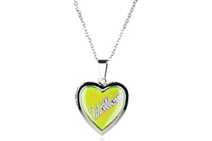 R to Z Girls Personalised Name Heart Shaped Mood Locket Pendant Kids Necklace