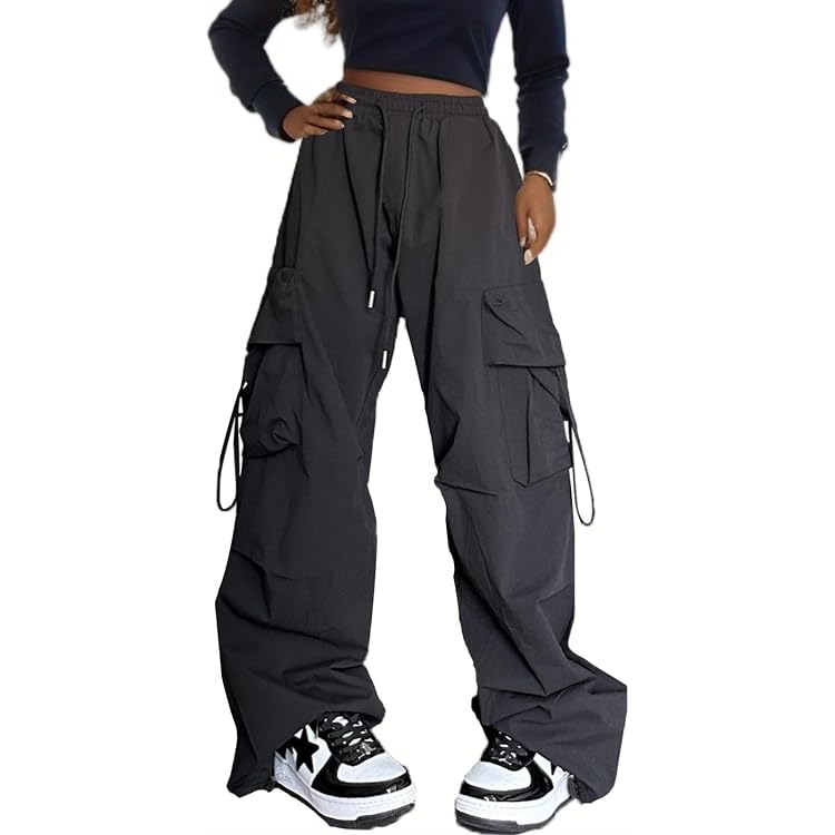 Pantaloni Cargo Larghi Y2K Per Donna – Stile Gotico Punk Harajuku A Gamba Larga Con Tasca, Cotone Morbido