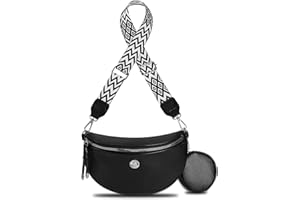 GSenhui Damska torebka na brzuch, stylowa torba crossbody, szeroki pasek, mała torba na ramię damska, płócienna torba z łańcuszkiem z zamkiem błyskawicznym i odpinanym paskiem na ramię, torebka na