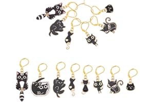UNICRAFTALE UNICRAFTAL 16pcs marcador de punto de gato Aleación de esmalte con cierres de pinza de langosta para tejer accesorios