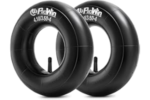 PaoWin 1Pcs 4.10/3.50-4 chambre à air pour roue de brouette 4.10 3.50-4 Heavy Duty chambre à air 4.10/3.50-4 Compatible avec pneus de brouette 4.10-4 3.50-4 jardin, remorque, tondeuse |Valve TR13