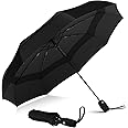 Rylan Automatic Open Travel Umbrella With Wind Vent - Large Windproof for Men, Women, Girls - Black