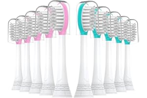 Feihead Kinder-Ersatzzahnbürstenköpfe,10er-Pack,Kompatibel mit Philips Sonicare kids Elektrische Zahnbürste, Weicher Bürstenkopf, für Jungen und Mädchen (5 Rosa + 5 Blau, Alter 7+)