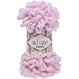 Alize Puffy Finger Loop Yarn Micropolyester Soft Chenille Chunky Yarn for Hand Knitting Blanket No Needles Prelooped Yarn for Faster & Easier Knitting Beginner Knitting Yarn, 1 Skn, 100g 31 Baby Pink