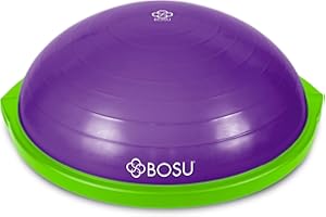 Bosu Balance Ball Trenażer równowagi, sprzęt do ćwiczeń w domu z przewodnikami treningowymi i pompką, 66 cm, niebieski – nadmuchiwana platforma fitness do treningu siłowego, ćwiczeń, równowagi