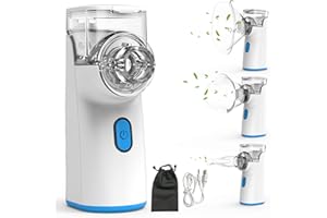 HILEYOLLA Nebulizador Portatil Adultos y Niños，Nebulizador Eléctrico Inhalador Ruido Bajo Nebulizador de Malla USB Recargable con Boquilla y 2 Máscaras para el Tratamiento de Tos, Asma