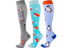 Zingso 3 Pares de Calcetines de Compresión para Mujeres y Hombres de 20 a 25 mmHg, los Mejores Deportivos y Médicos Para Correr, volar, viajar, Enfermeras
